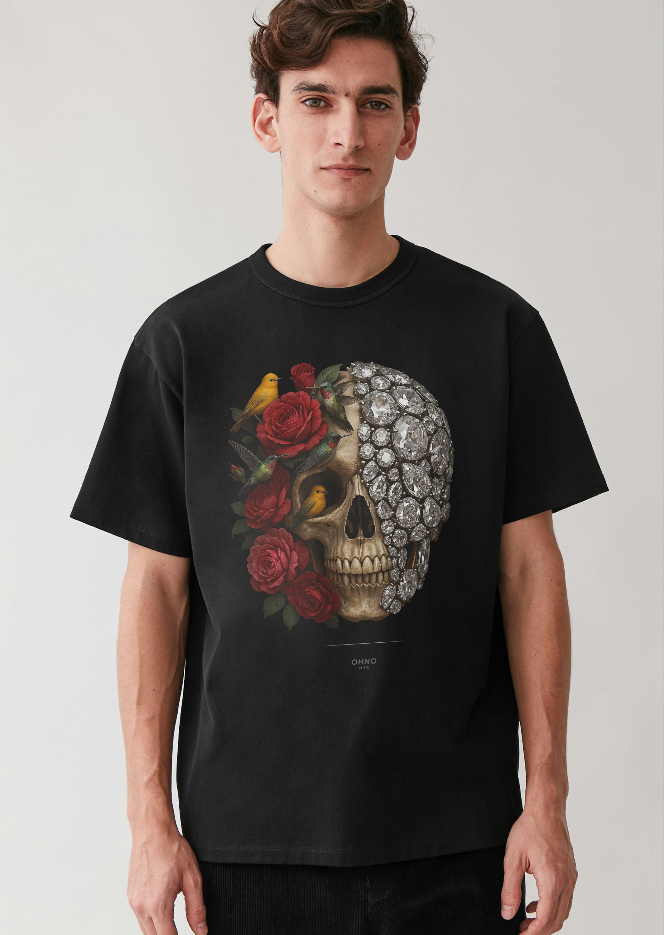 Skull and flowers with diamonds T-Shirt