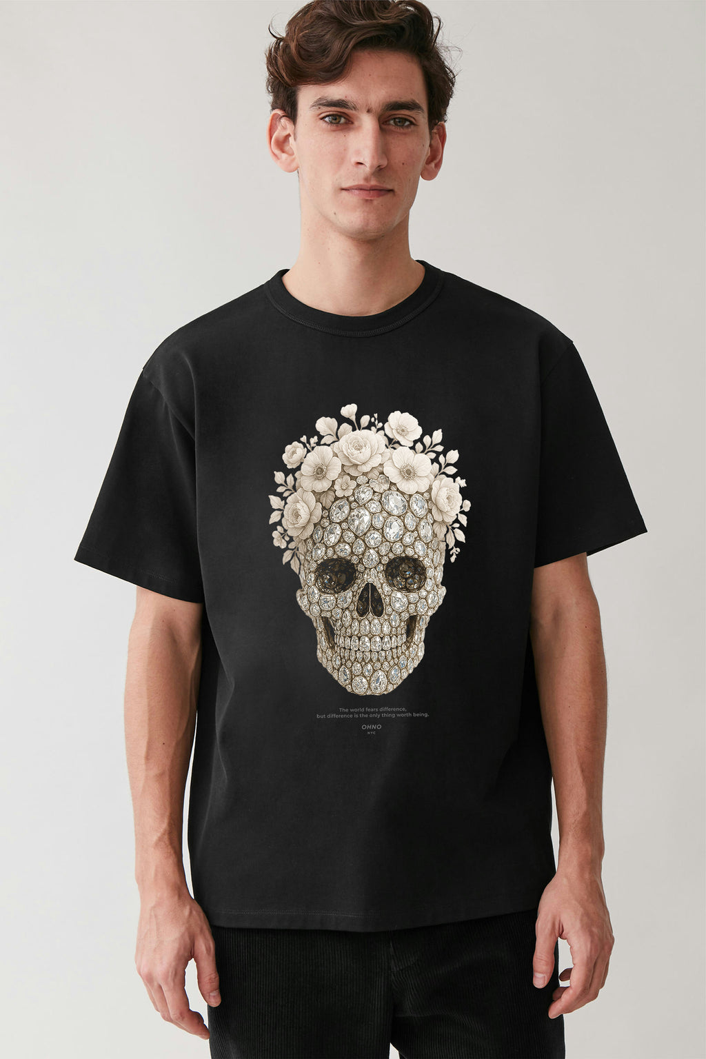 Dark T-shirt with Skull and Diamonds