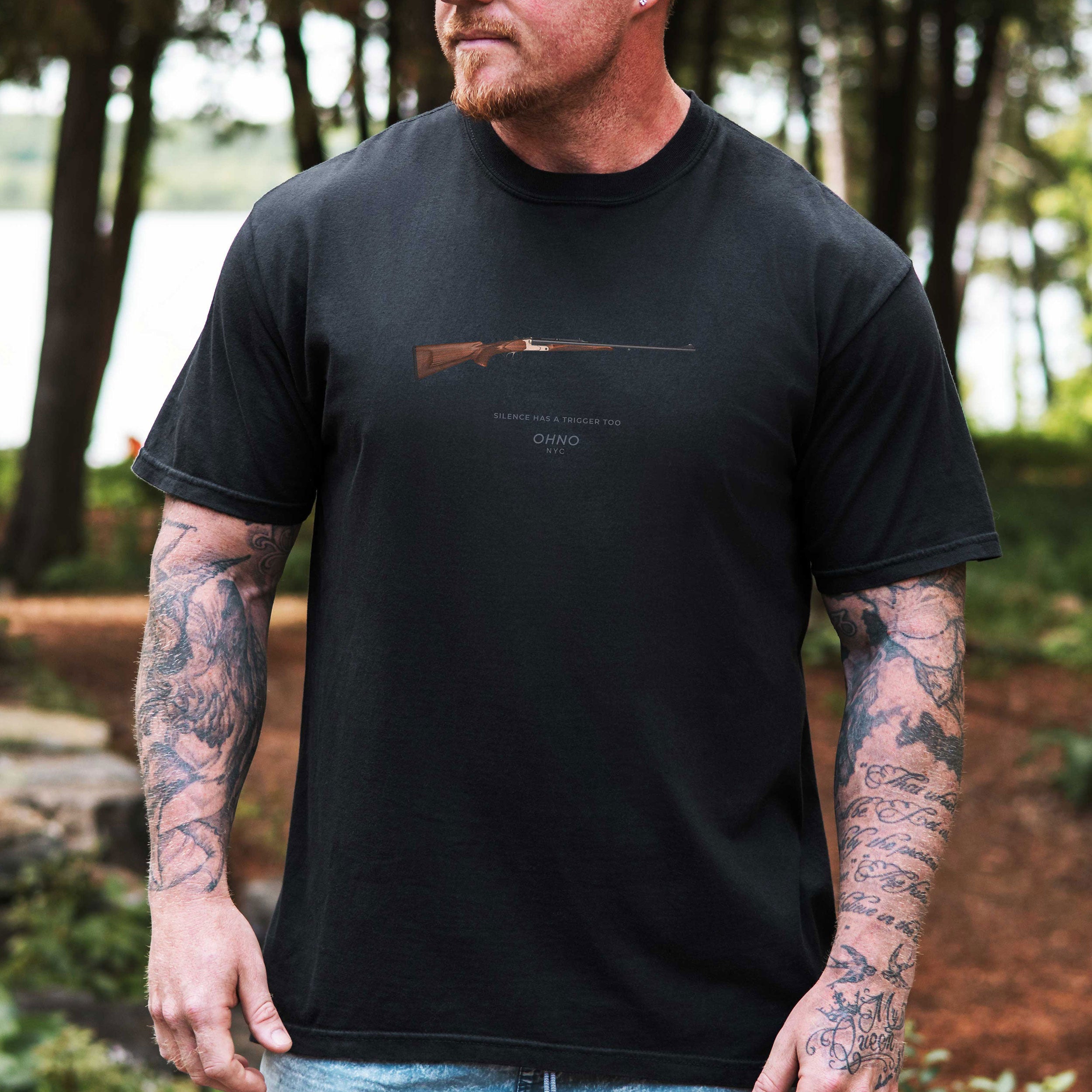 Silence Has a Trigger T-Shirt with a Hunting Rifle