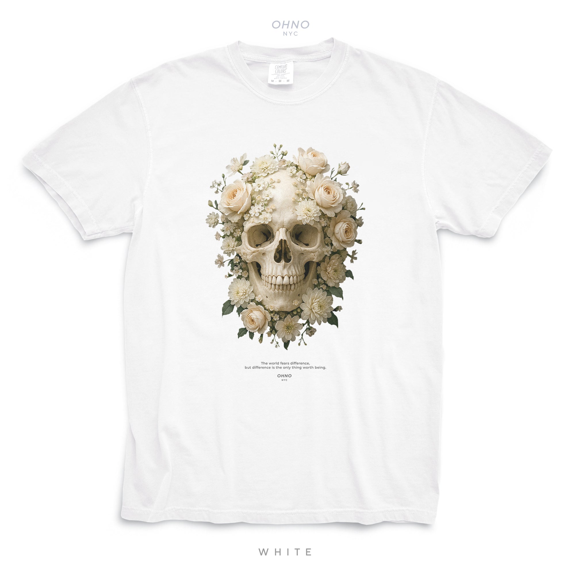 Dark T-shirt with Skull and Flowers