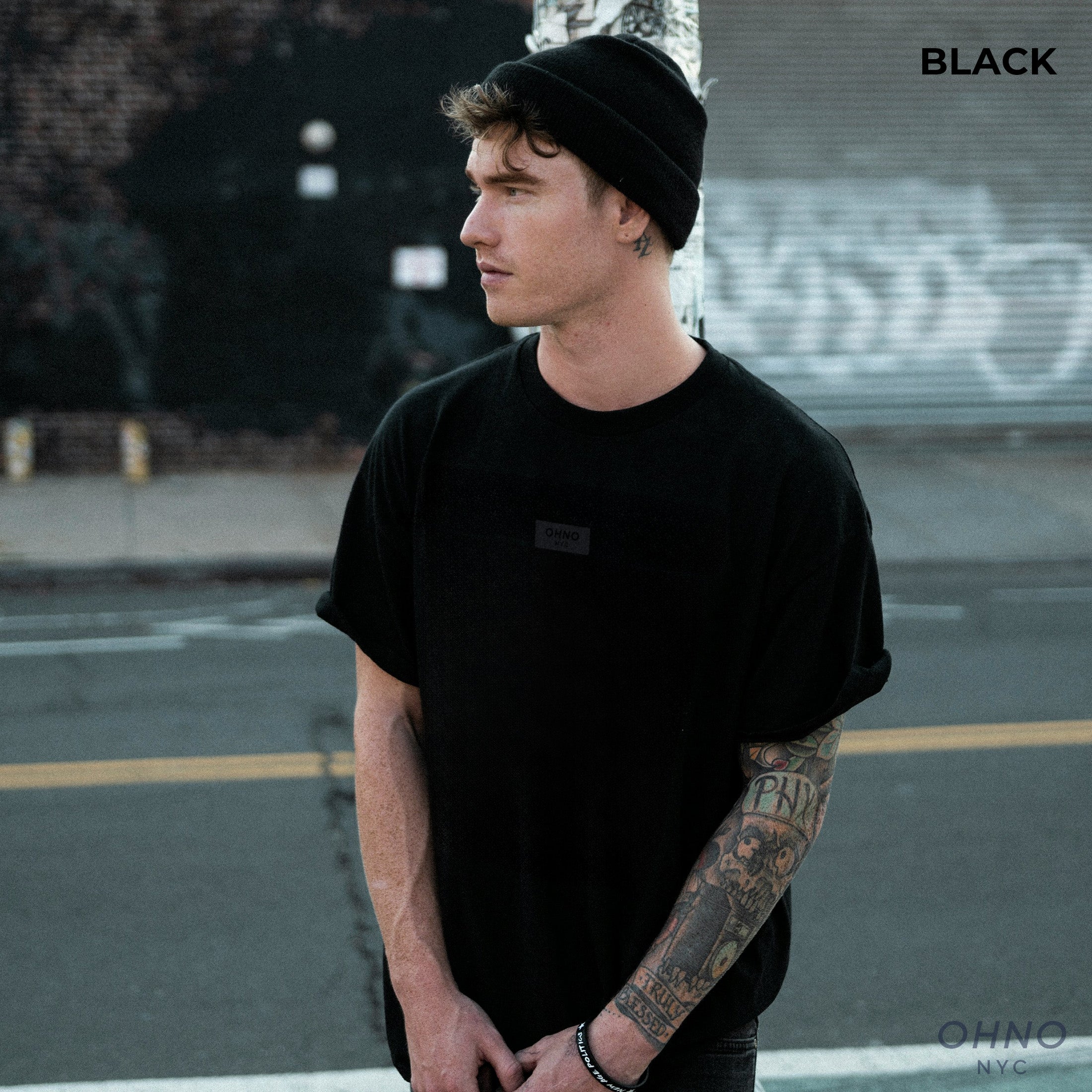 Ghost Rectangle Logo of OHNO New York T-Shirt