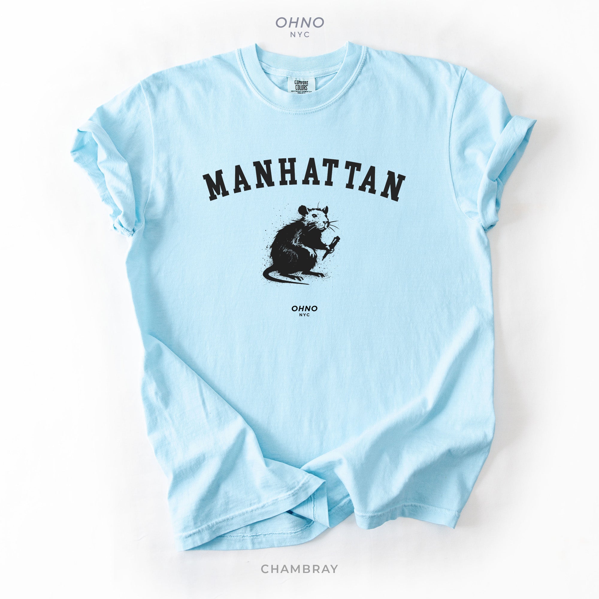 Manhattan T-Shirt with New York Symbols / Rat Graffiti