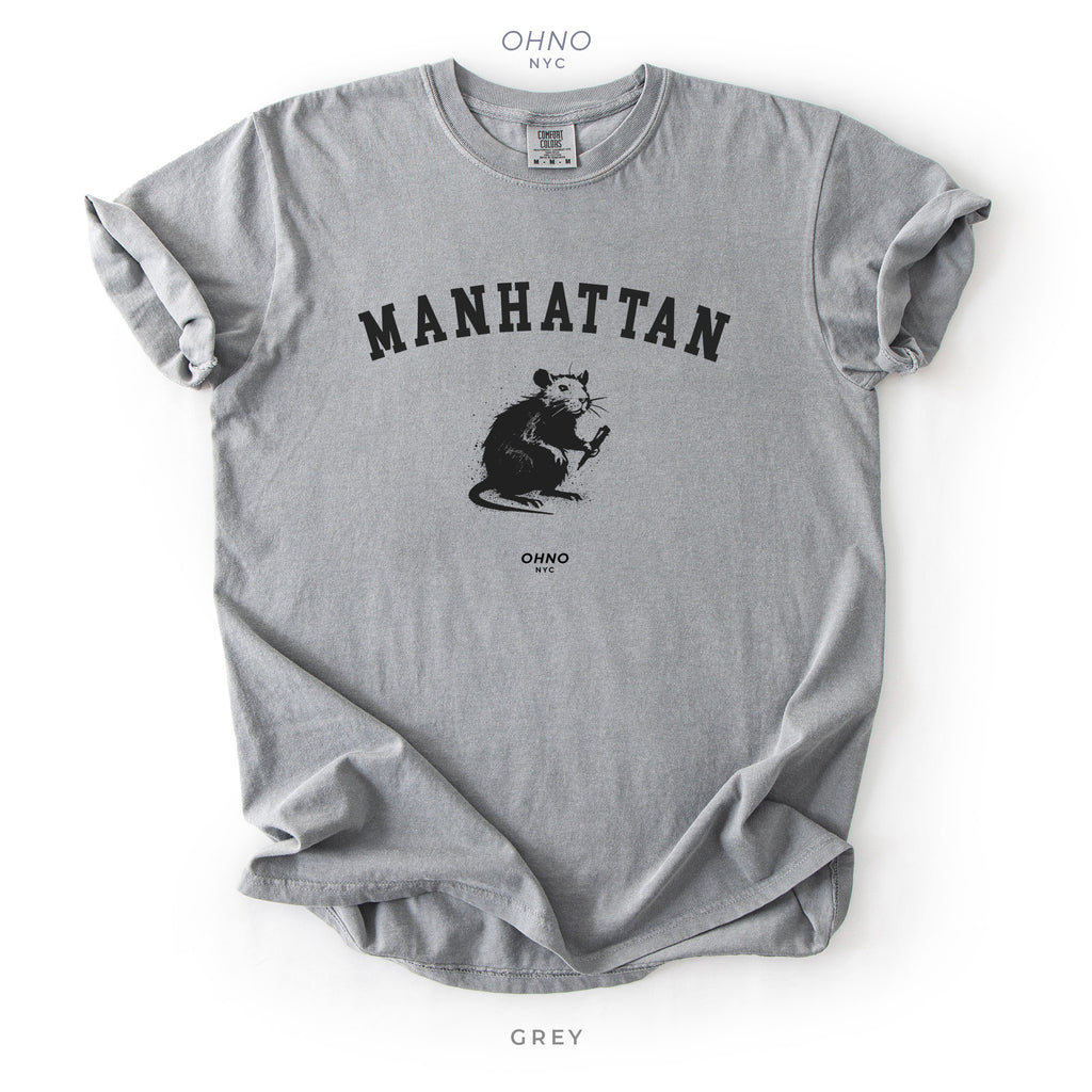 Manhattan T-Shirt with New York Symbols / Rat Graffiti