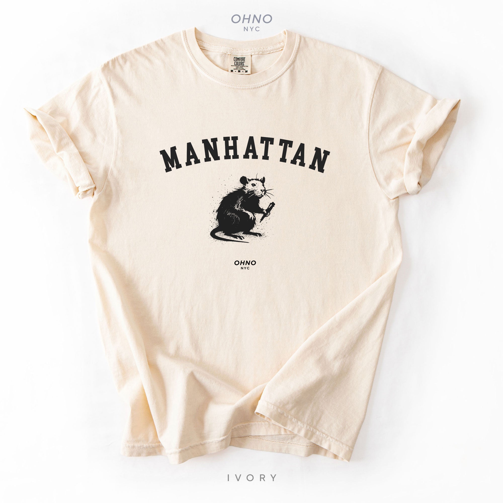 Manhattan T-Shirt with New York Symbols / Rat Graffiti