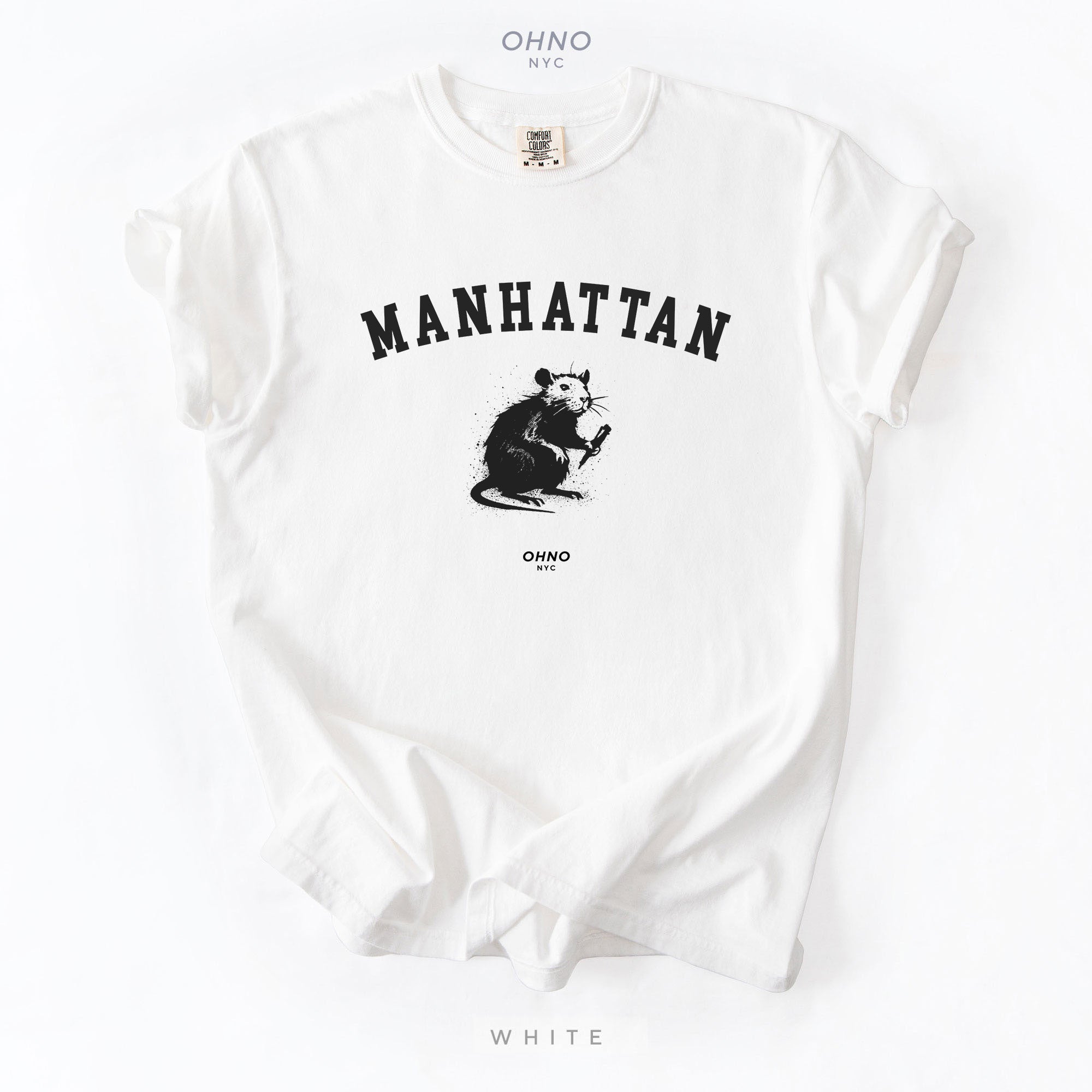 Manhattan T-Shirt with New York Symbols / Rat Graffiti