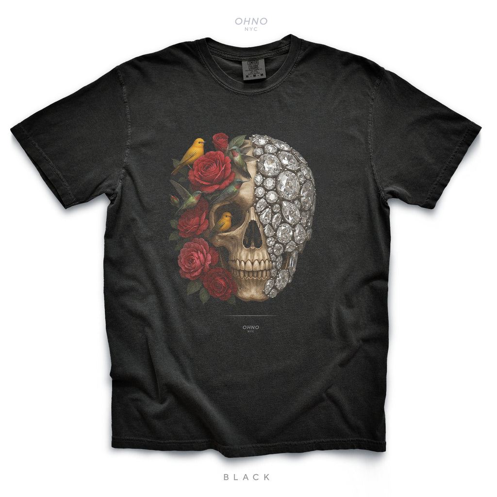 Skull and flowers with diamonds T-Shirt